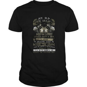 Old Viking Wolf Howling Under Odins Moon Myth T-Shirt